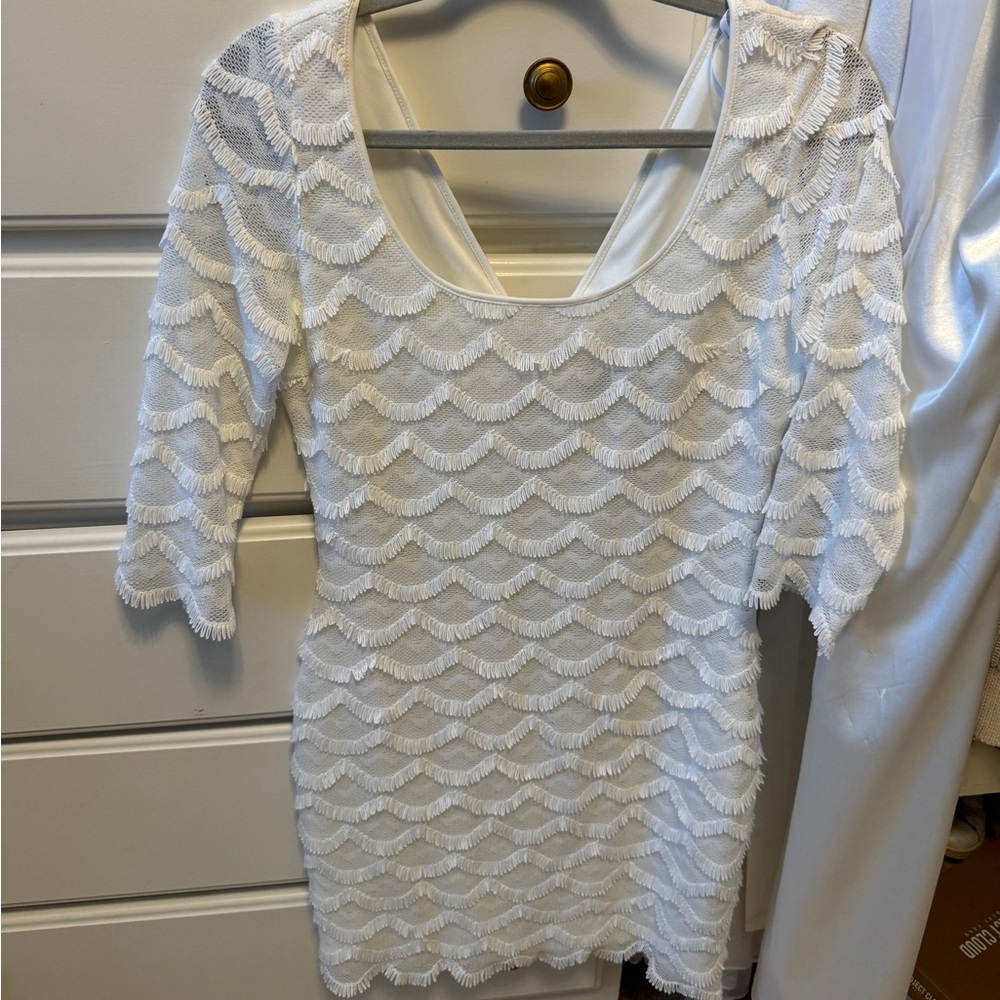Guess White Textured Dress